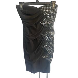 As U Wish Women's Small Black Silver Sequin Combo Faux Wrap Mini Dress Prom